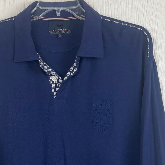 Phatfarm shirt men’s XL Polo Navy Blue with lots of detail. 90s Y2K Hip-Hop Def - Picture 3 of 9